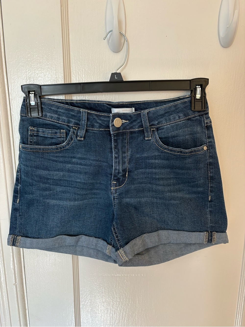 LC Lauren Conrad Dark Blue Rolled-Hem Denim Shorts